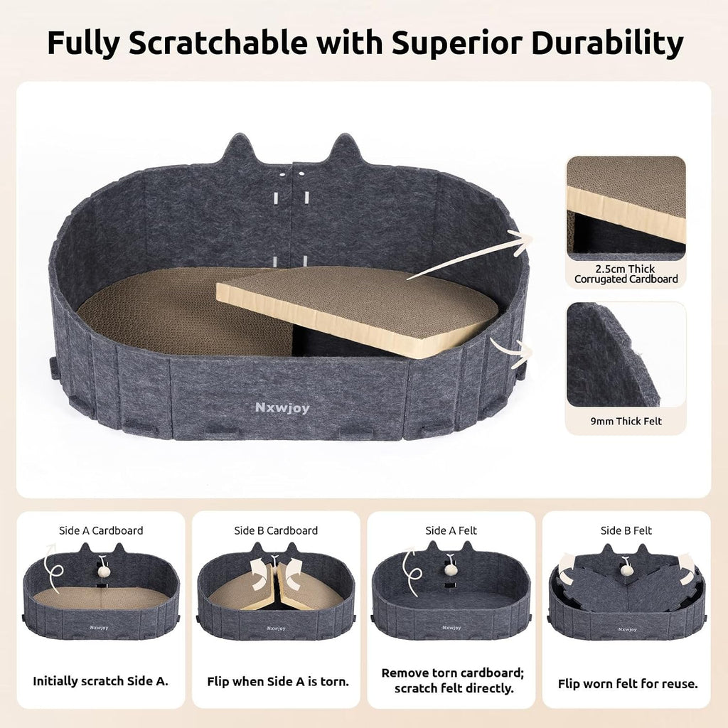 Cat Scratcher 24.2 Inch Sofa Shape Cat Scratching Bed with Bell Ball