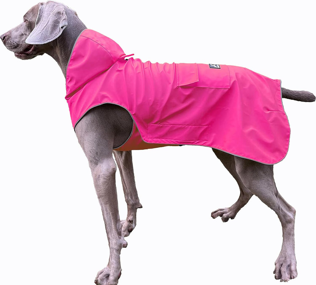 Easy Sporting Dog Raincoat with Soft Non-Stiff Fabric, Waterproof & Reflective Dog rain Jacket for High-Energy Dogs, Dog Poncho with Hood, Adjustable Neck, Belly Strap (Pink, XX-Large)