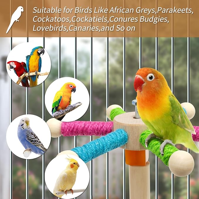 Bird Perch Toy for Cage, Spinning Windmill Bird Perch Toy, 360° Rotating - Image 5