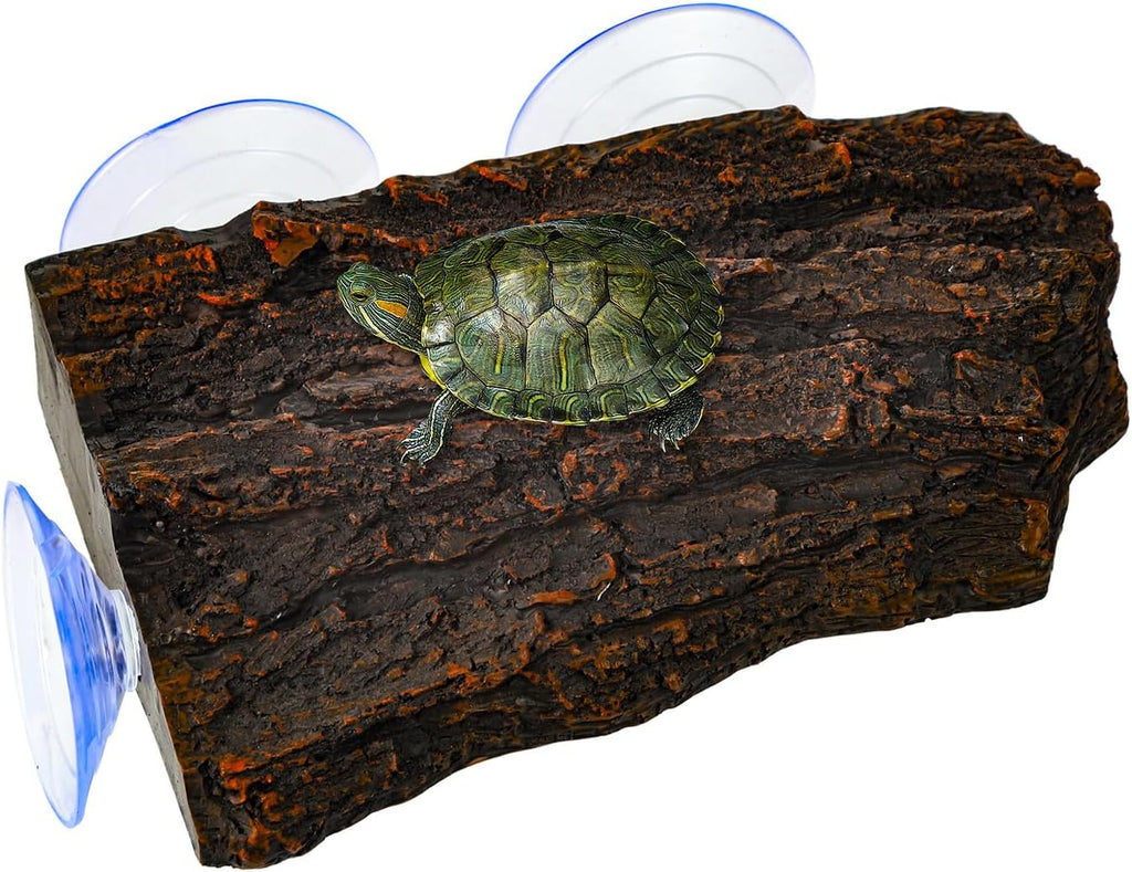 Turtle Basking Platform with 3pcs Suction Cups Resin Floating Climbing Terrace Simulated Rock Resting Dock for Semiaquatic Tortoise Frogs Lizards