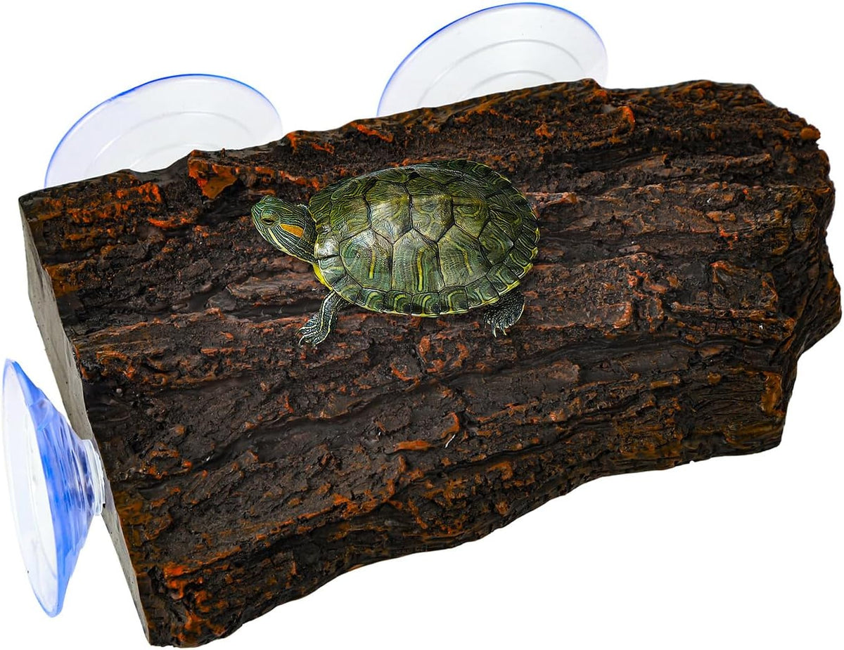 Turtle Basking Platform with 3pcs Suction Cups Resin Floating Climbing Terrace Simulated Rock Resting Dock for Semiaquatic Tortoise Frogs Lizards