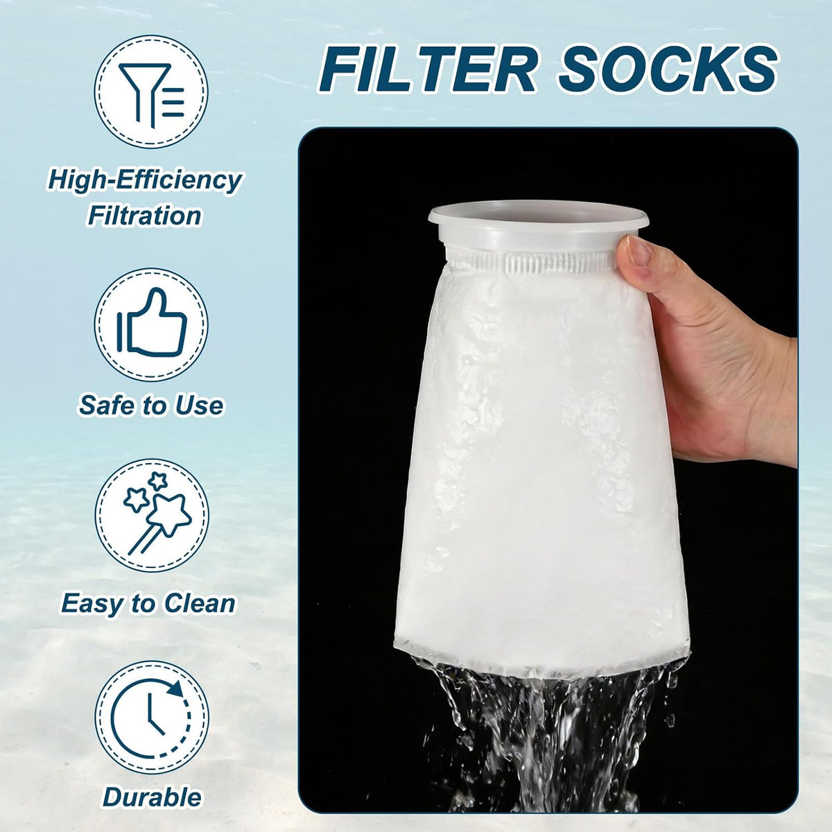 Aquarium Filter Bag Mesh (2Pc 150 Micron 7.1" Ring 31.9" Long)
