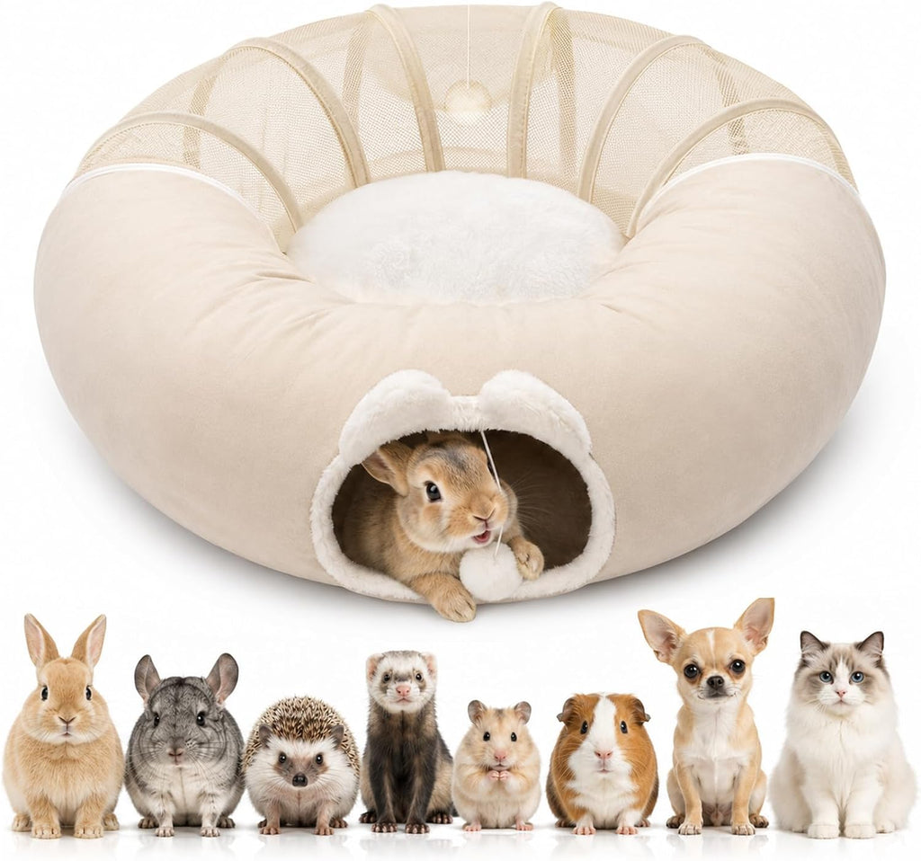 Cat Tunnel Bed with Toy, Detach & Wash Cat Tunnel for Indoors