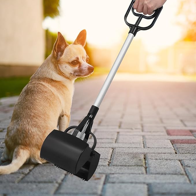 Cabilock Pet Poop Scoop Long Handle Dog Waste Picker Outdoor Cleaning Tool Black - Image 5