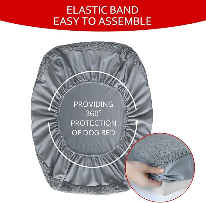 Dog Bed Covers Soft Plush Replacement Washable, Waterproof Pet Mattress Bed - Image 5