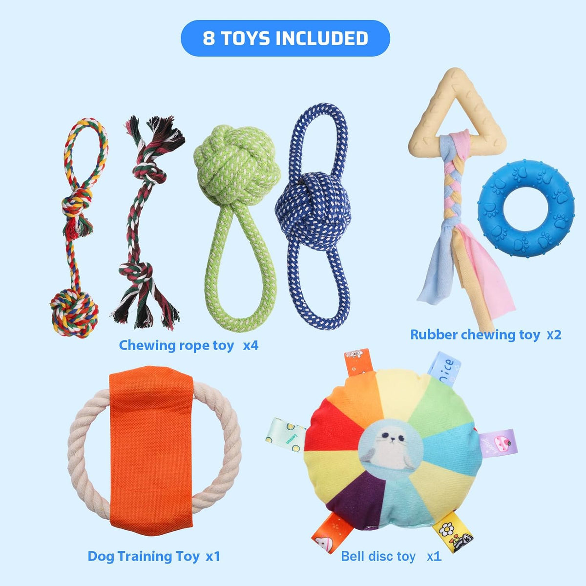 Indoor Puppy Play Gym for Small Dogs, 8 Toys Activity Center