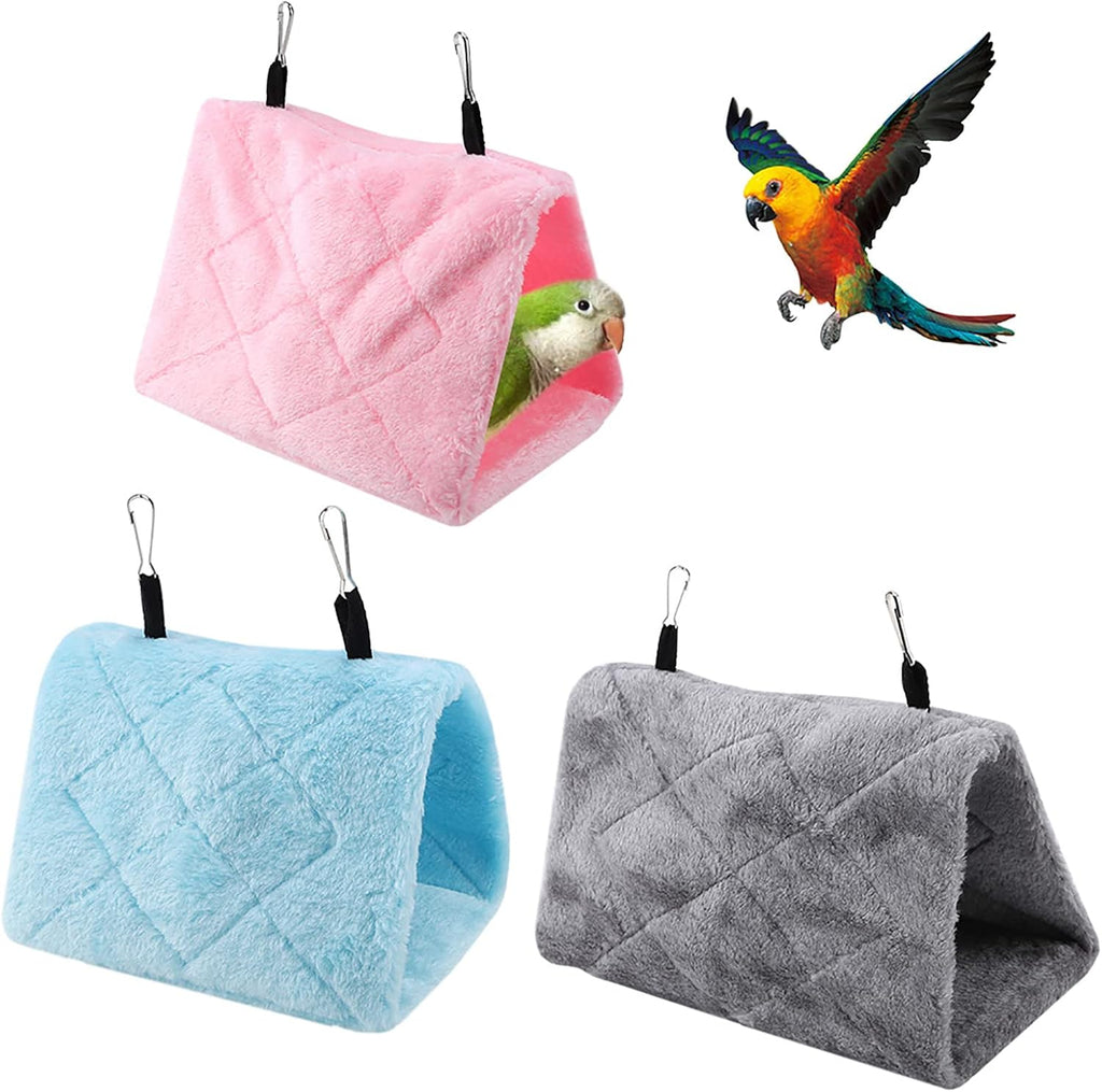 Tiiyee Plush Bird Hammock, Hanging Bird Nest House Parrot Sleeping Bed Shed Hut Cave Cage Tent Winter Warm Nest for Parakeet Cockatiels Cockatoo Lovebird Hamster Pet Toy Pouch Cotton Hideaway