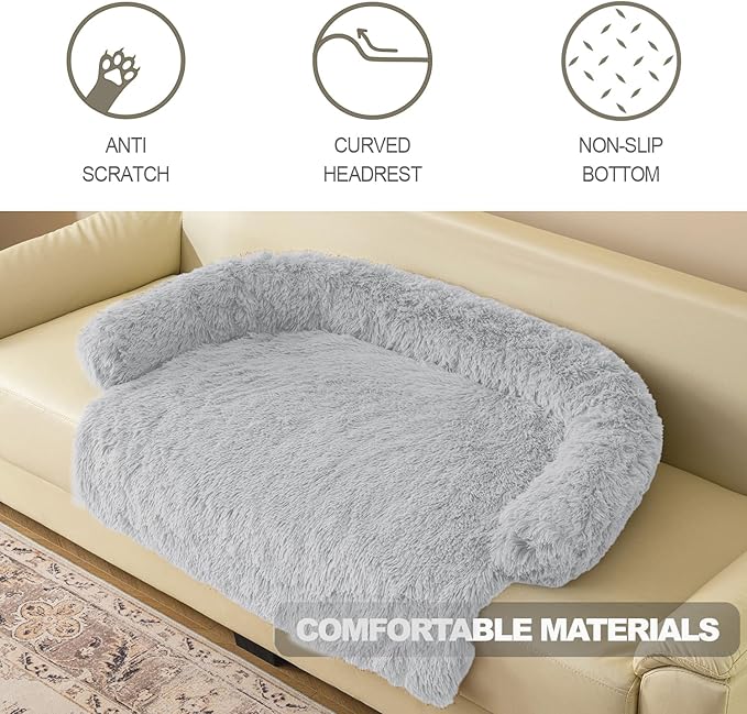 Calming Dogs/Cats Bed Mats, Dog Pad Washable Removable Couch Cover, Plush Long - Image 4