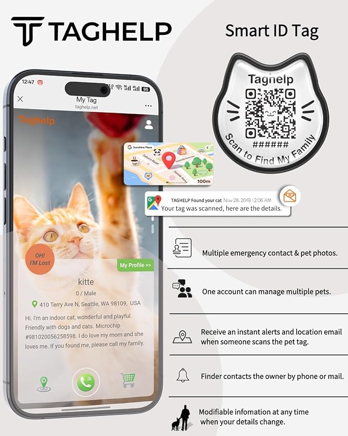 QR Code Cat Collar with Breakaway Safety Buckle, Adjustable Cotton Kitten - Image 9