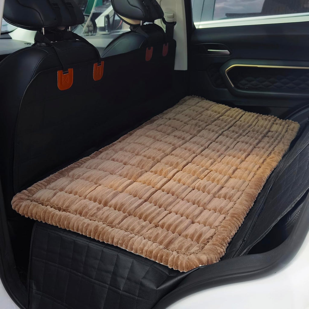 Dog Bed for Car, Backseat Pet Bed Mat, Dog Seat Cover for Car Back Seat, Non-Slip Travel Pet Mat, Fit for Backseat Extenders and Seat Covers (Black&White, 24.8x54inch)