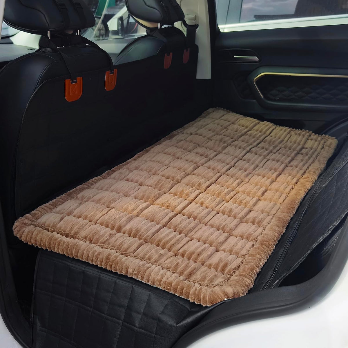 Dog Bed for Car, Backseat Pet Bed Mat, Dog Seat Cover for Car Back Seat, Non-Slip Travel Pet Mat, Fit for Backseat Extenders and Seat Covers (Black&White, 24.8x54inch)