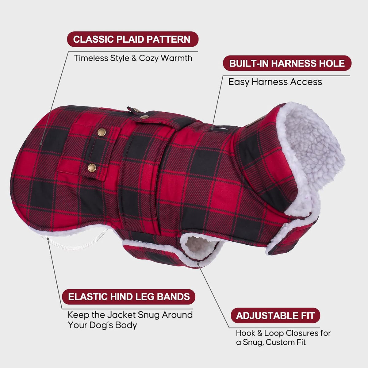KYEESE Dog Coat Waterproof Dogs Jacket with Fleece Lined Soft Pet Sweater for Cold Weather Windproof Dog Coats for Small Dogs Thick Pets Clothes with Pocket Warm Pet Winter Puffer Coat with Leash Hole