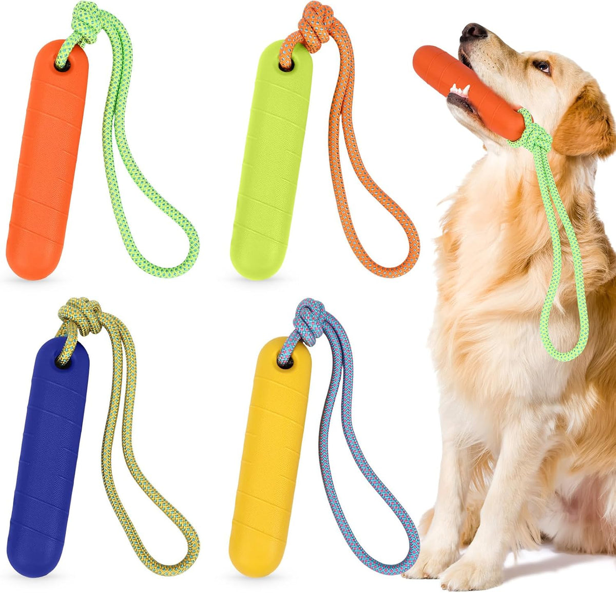 Skylety 4 Pack Floating Dog Toy with Rope Handle