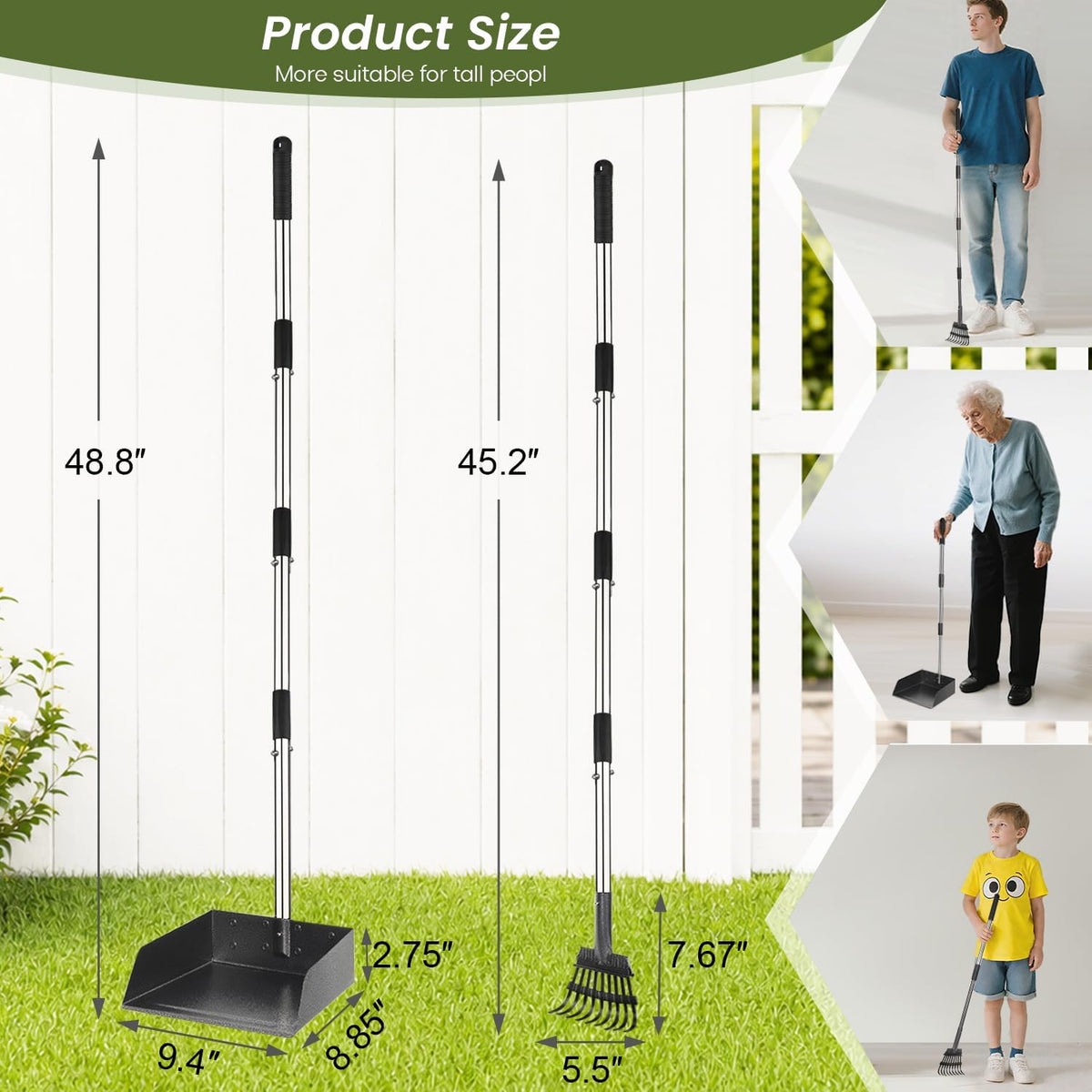 T2Y Dog Pooper Scooper for Multi-Dog Family, Long Handle Rake & Large Tray