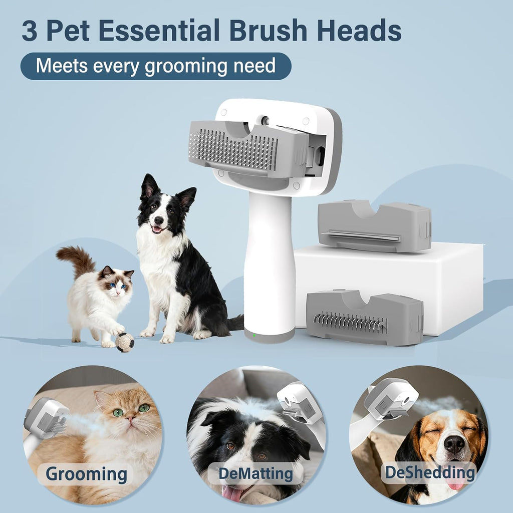 Cat Steam Brush, 5-in-1 Self-Cleaning Spray Deshedding Tool, with Shampoo