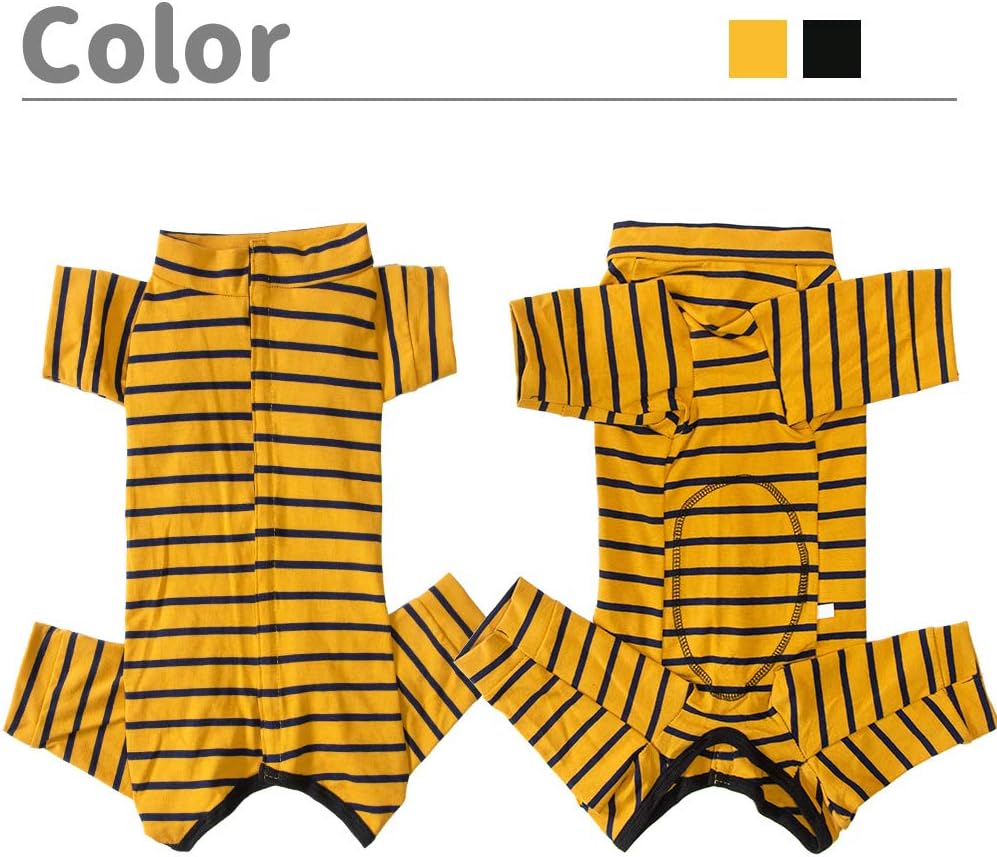 Dog’s Recovery Suit Post Surgery Shirt for Puppy, Full Coverage Dog's Bodysuit Wound Protective Surgical Clothes for Small and Medium Pets (Yellow Black Stripe-m)