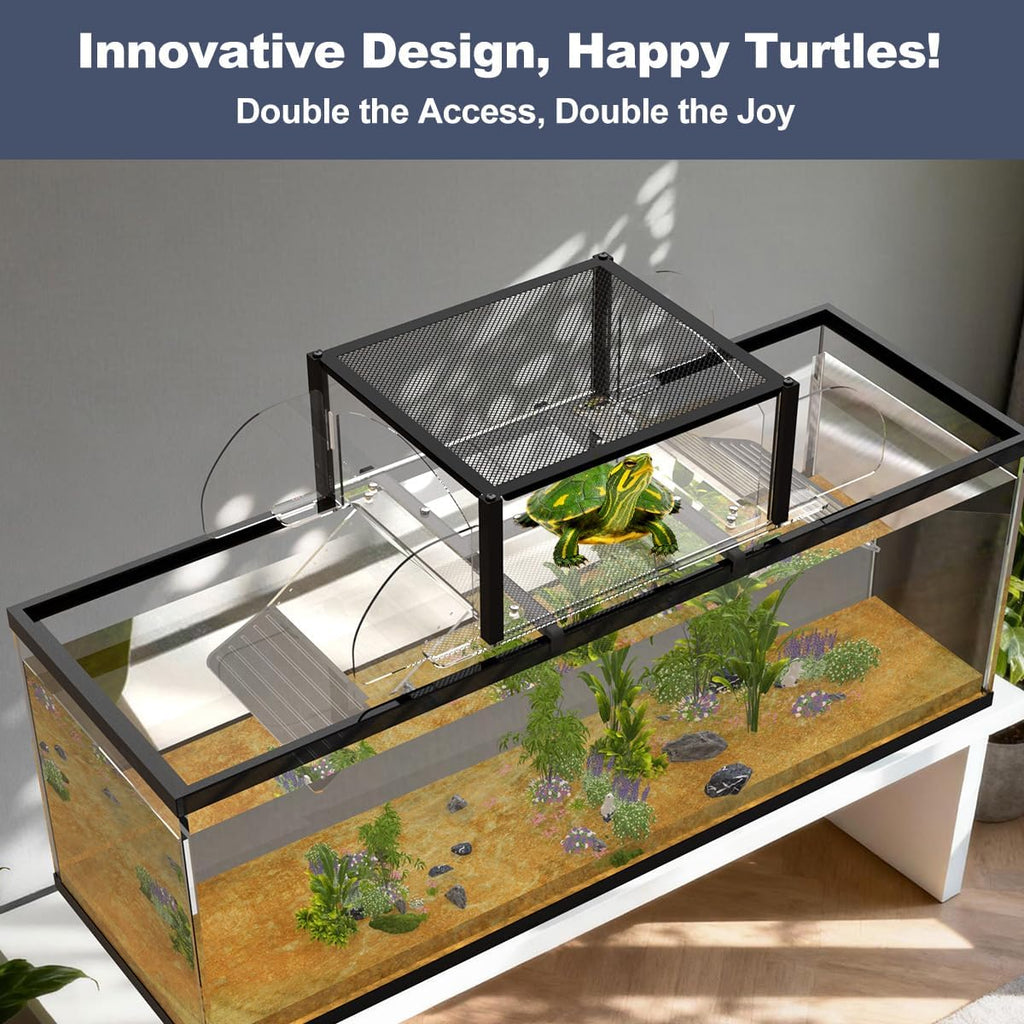 Dual Ramp Turtle Basking Platform for 16-24in Wide 125/150/180 Gallon Tank