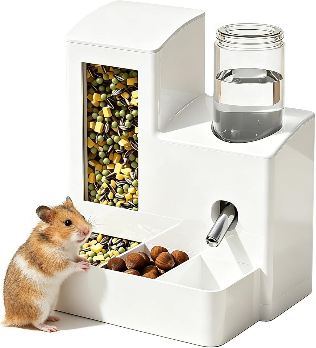 2 in 1 Hamster Water Bottle No Drip Automatic Food Feeder