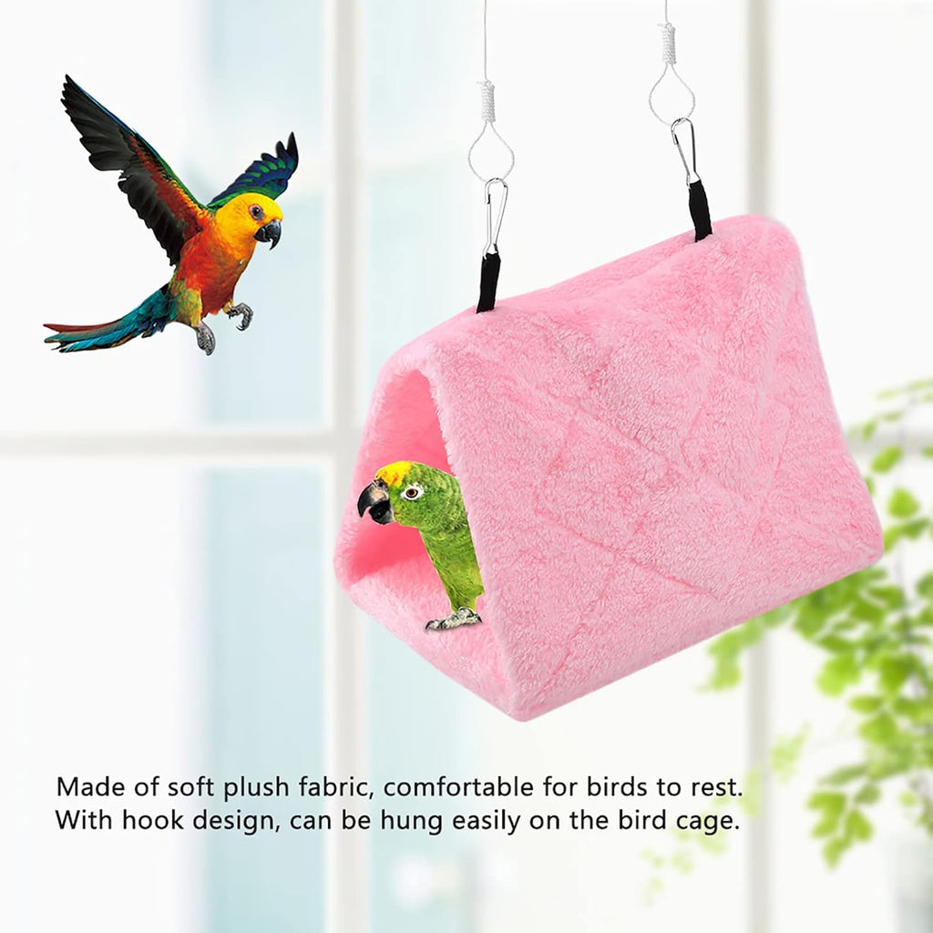 Tiiyee Plush Bird Hammock, Hanging Bird Nest House Parrot Sleeping Bed Shed Hut Cave Cage Tent Winter Warm Nest for Parakeet Cockatiels Cockatoo Lovebird Hamster Pet Toy Pouch Cotton Hideaway