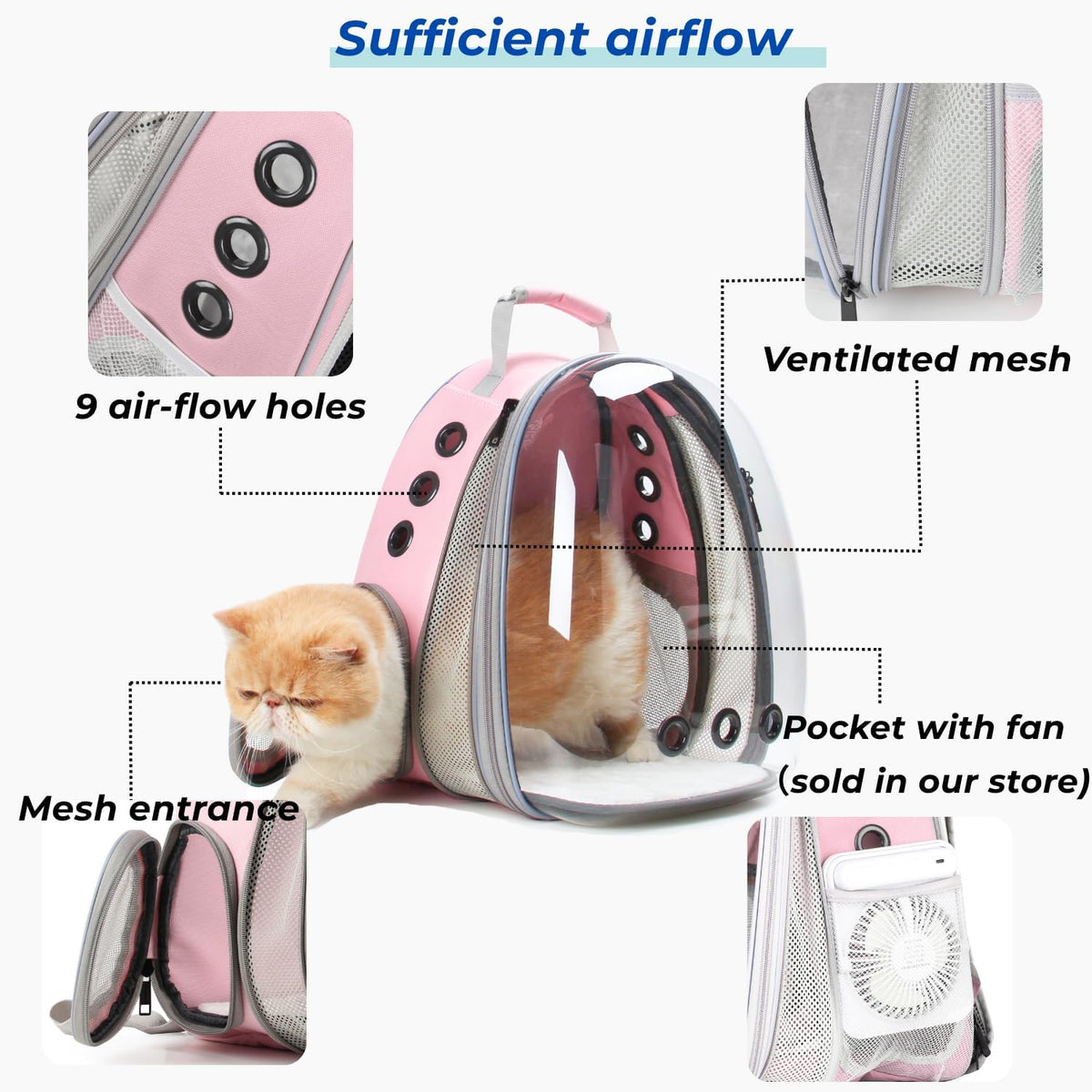 Lollimeow Cat Backpack Carrier, Pet Bubble Backpack, Supports up to 16 lbs