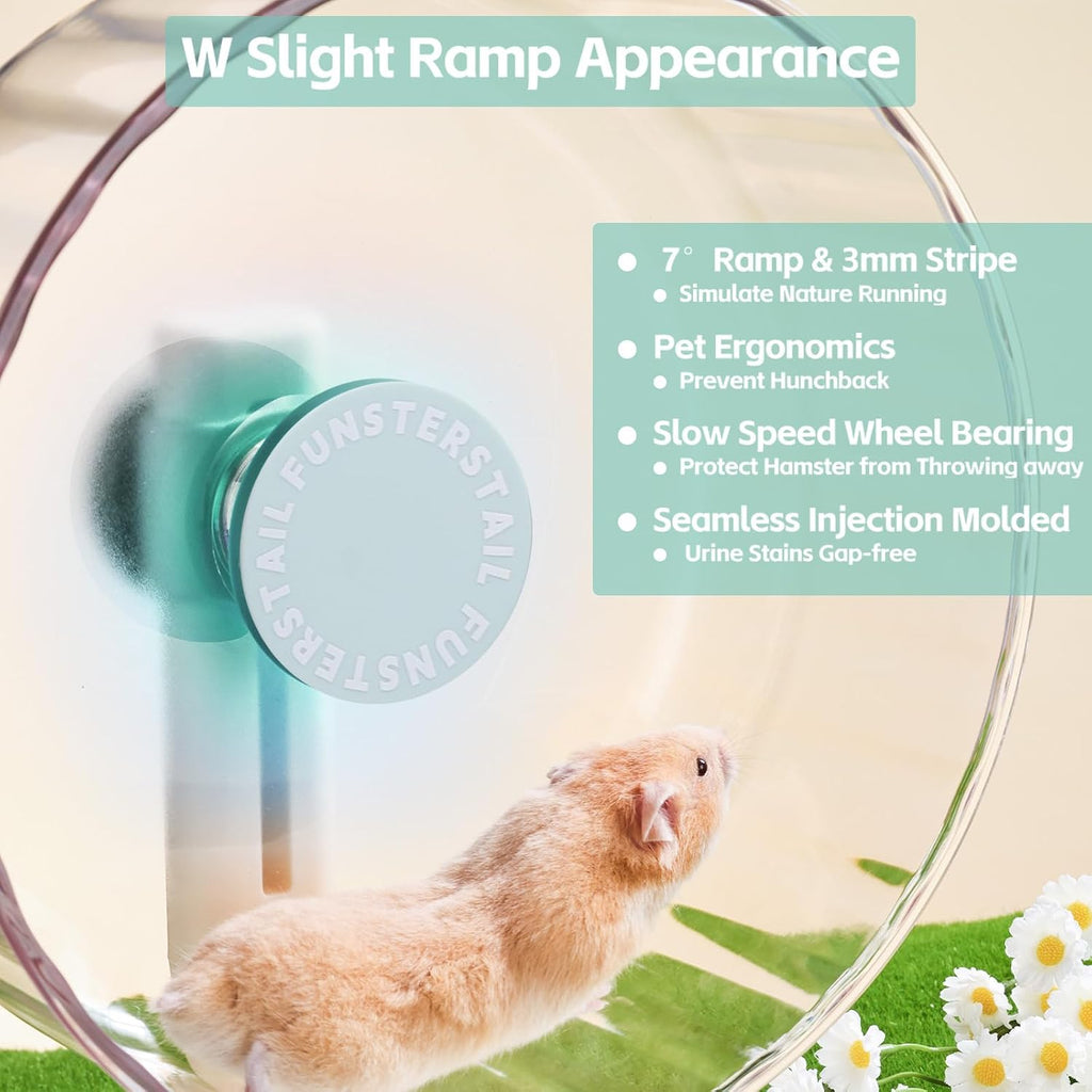 Super Silent Hamster Wheel 10.2 Inch, Magnetic Running Wheel, Adjustable Stand Hamsters Exercise Wheels, High-Transparency PC Material (Salt Blue)