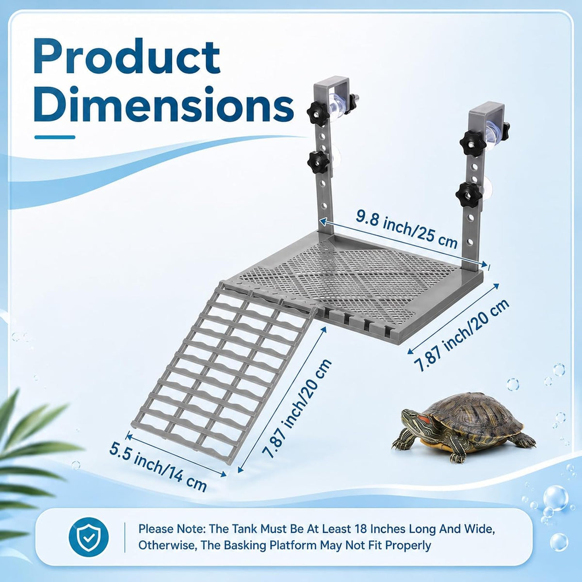 Hanging Turtle Basking Platform with Ramp, Non-Slip Ramp Terracex