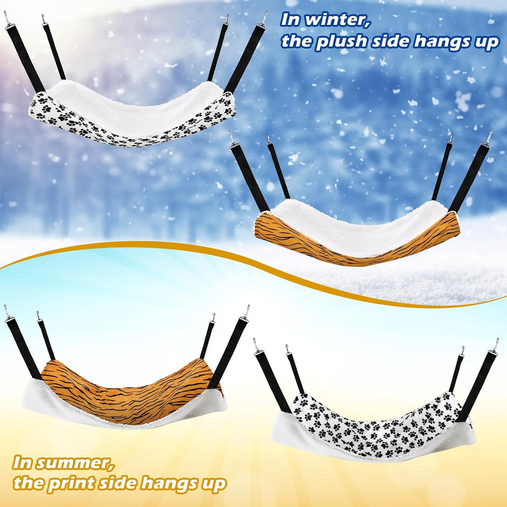 Jetec 2 Pack Cat Hammock for Cage, Zebra and Cat Paw Print, M