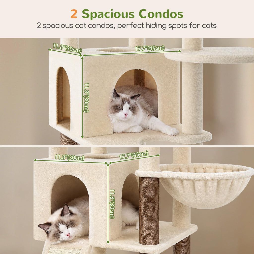 Globlazer Maine Coon Corner Cat Tree for Indoor Cats 74in, C74, Beige