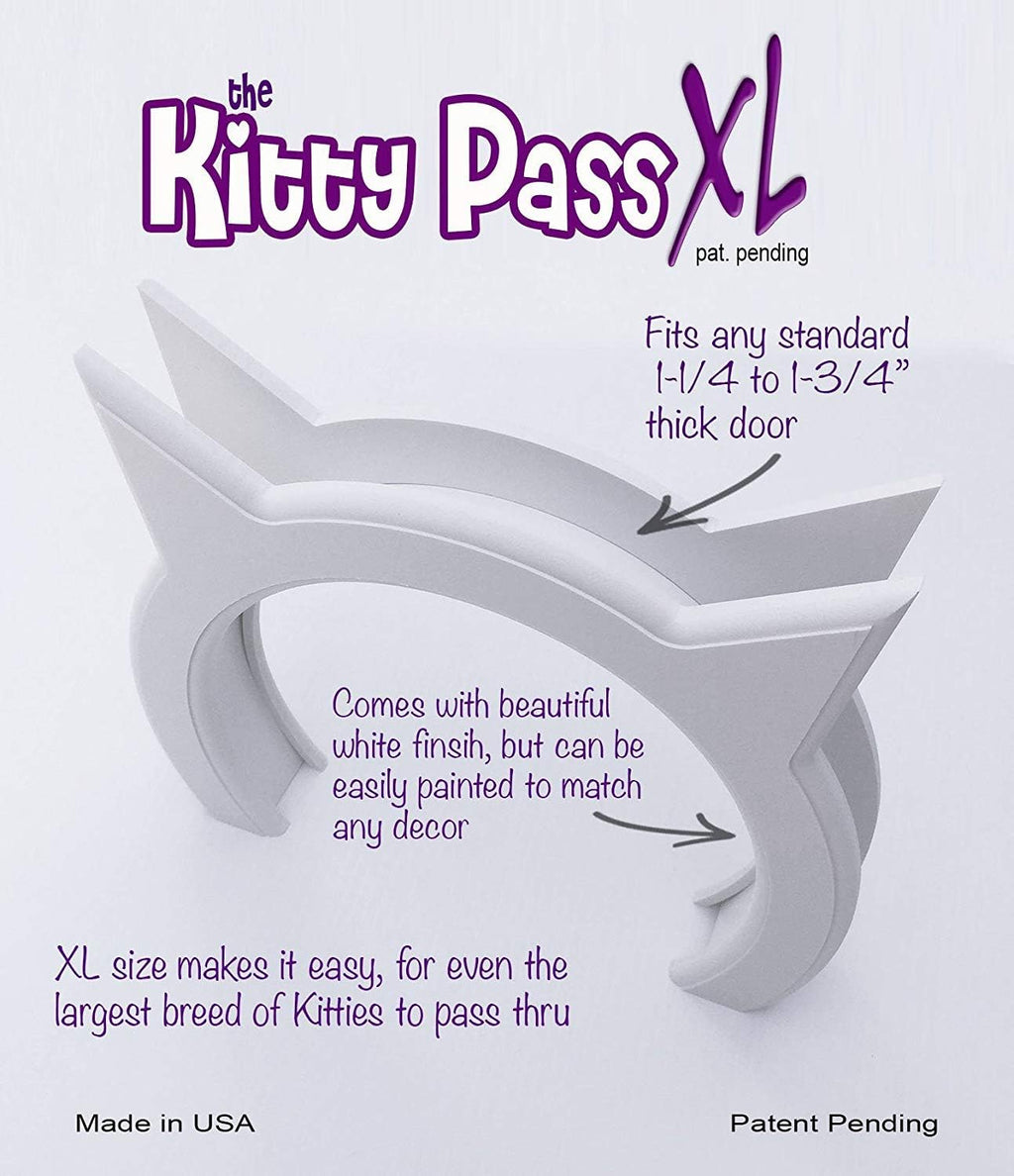 The Kitty Pass XL Cat Door for Interior Door - Cat Hole Kitty Door for Hidden Litter Box - Pet Door for Cats up to 30 lbs - Semi Gloss White Extra Large Cat Door Interior Door