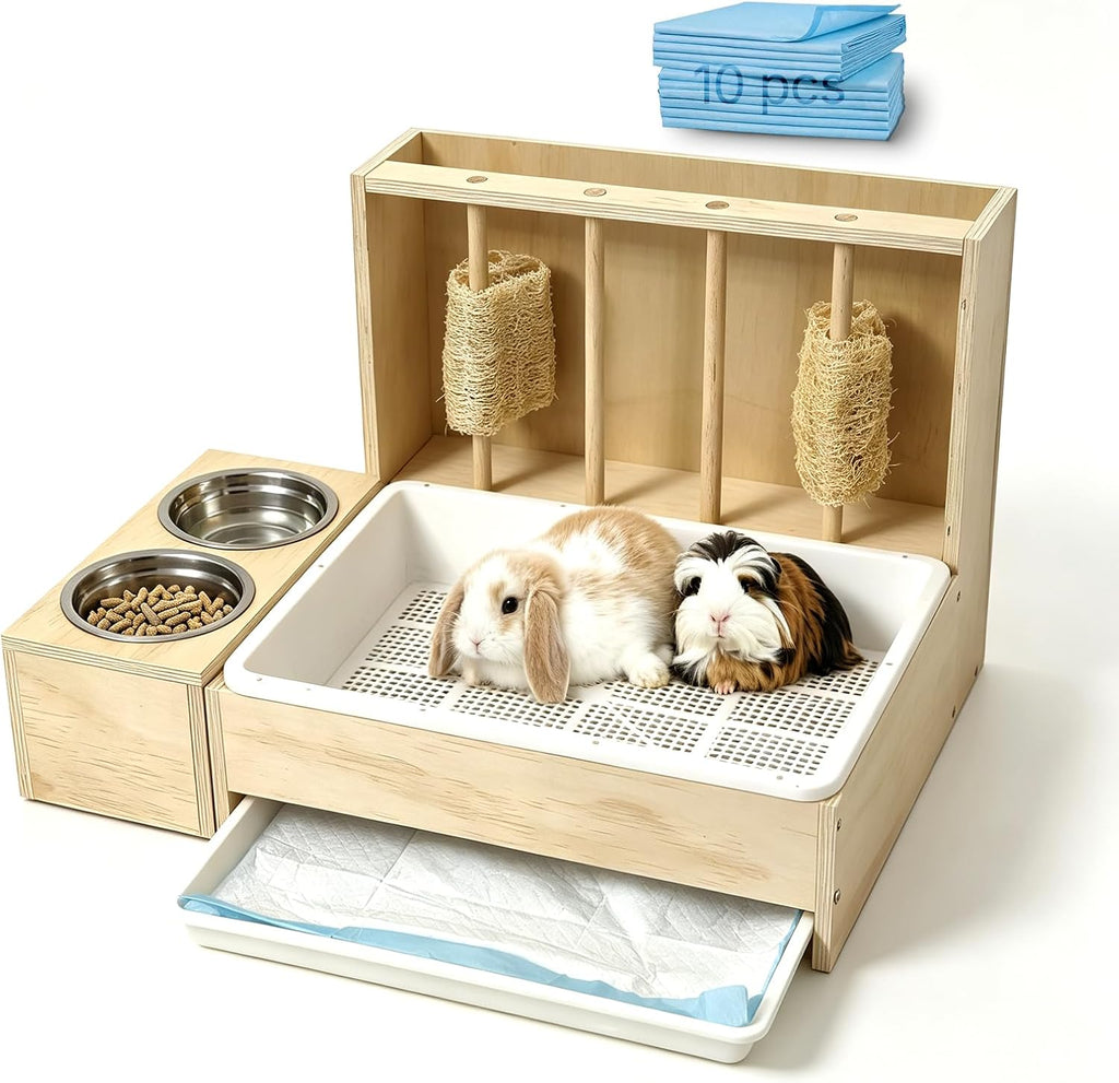 Rabbit Litter Box for Bunny, Waste & Urine Separation Litter for Rabbit
