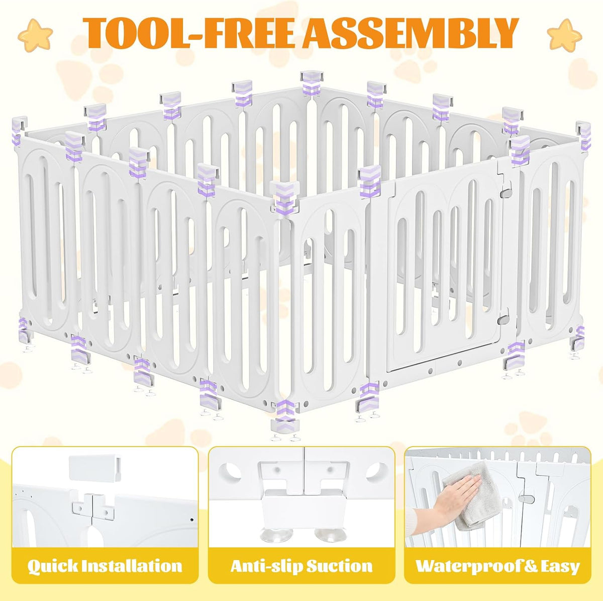 Dog Playpen Indoor for Puppies & Small Dogs, 24 Inch 15 Panel