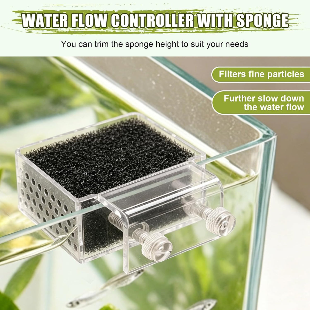 Aquarium Water Change Diffuser, Water Flow Controller with Sponge