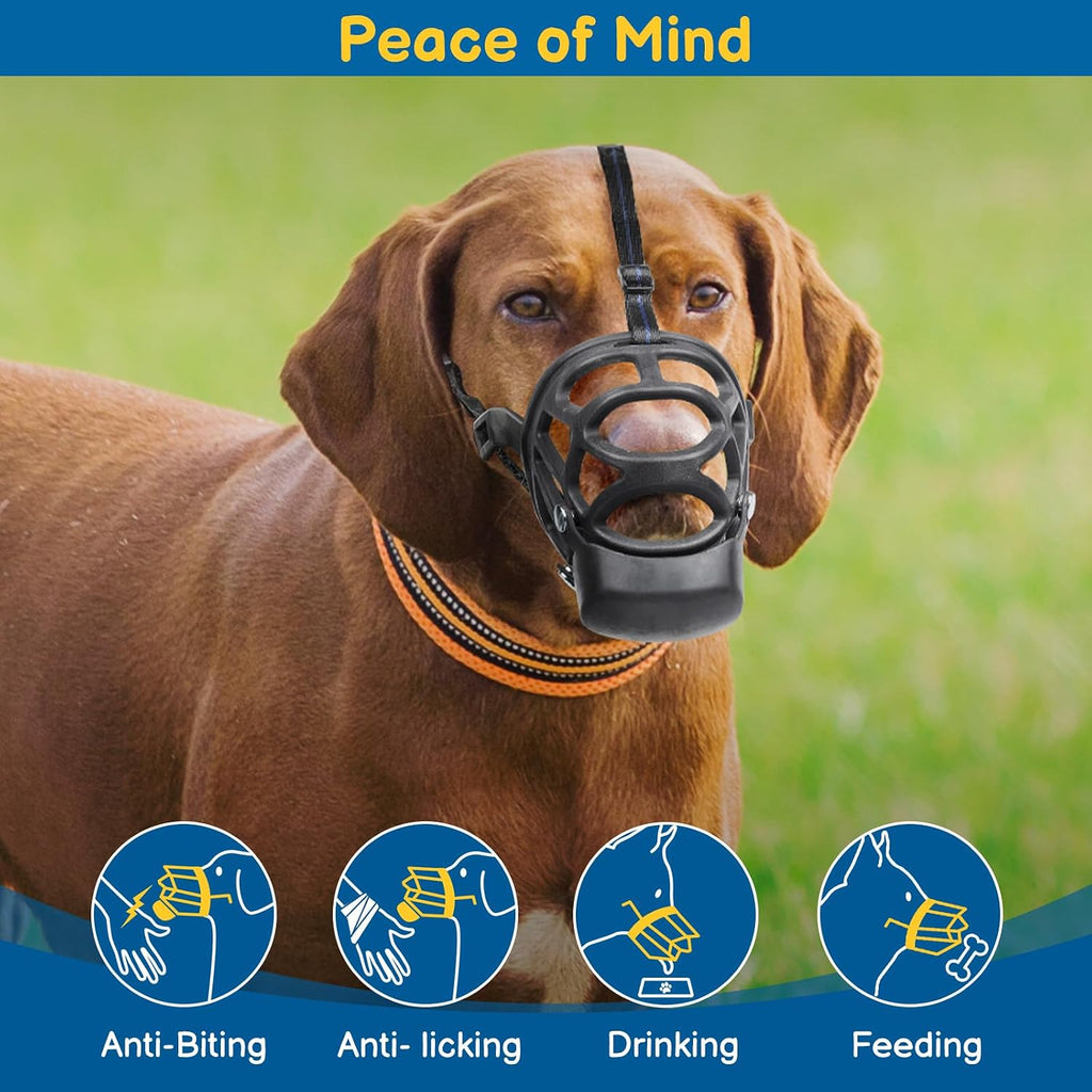 BARKLESS Basket Muzzle for Dogs, No Bite Training Muzzle with Treat Tray