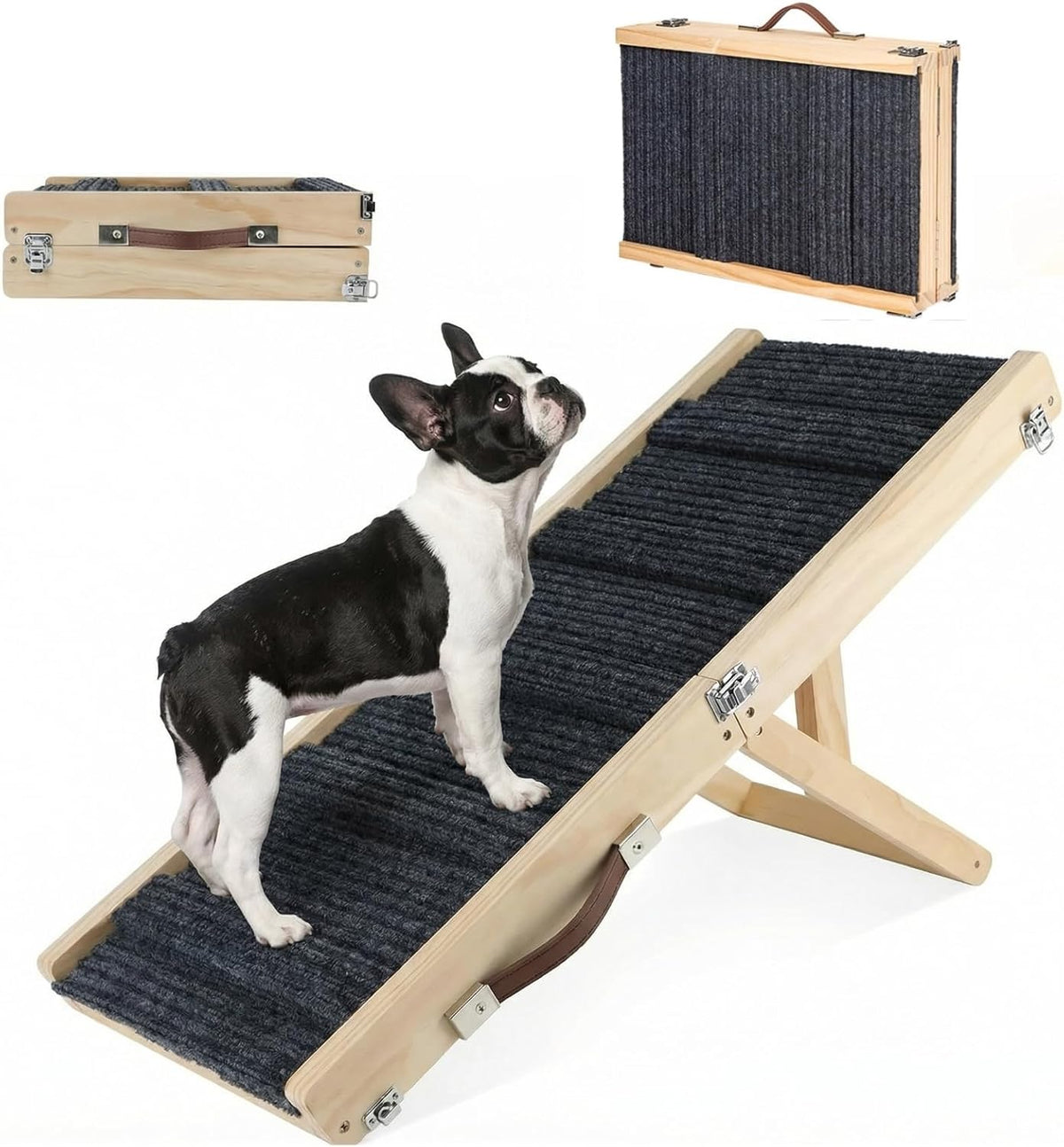 Dog Ramp for Couch & Bed for Small Dogs, Foldable Small Dog Ramps for Sofa - 31.5" LX12 W, 4 Adjustable Height, Portable, Stable, Non-Slip, Carry Handle