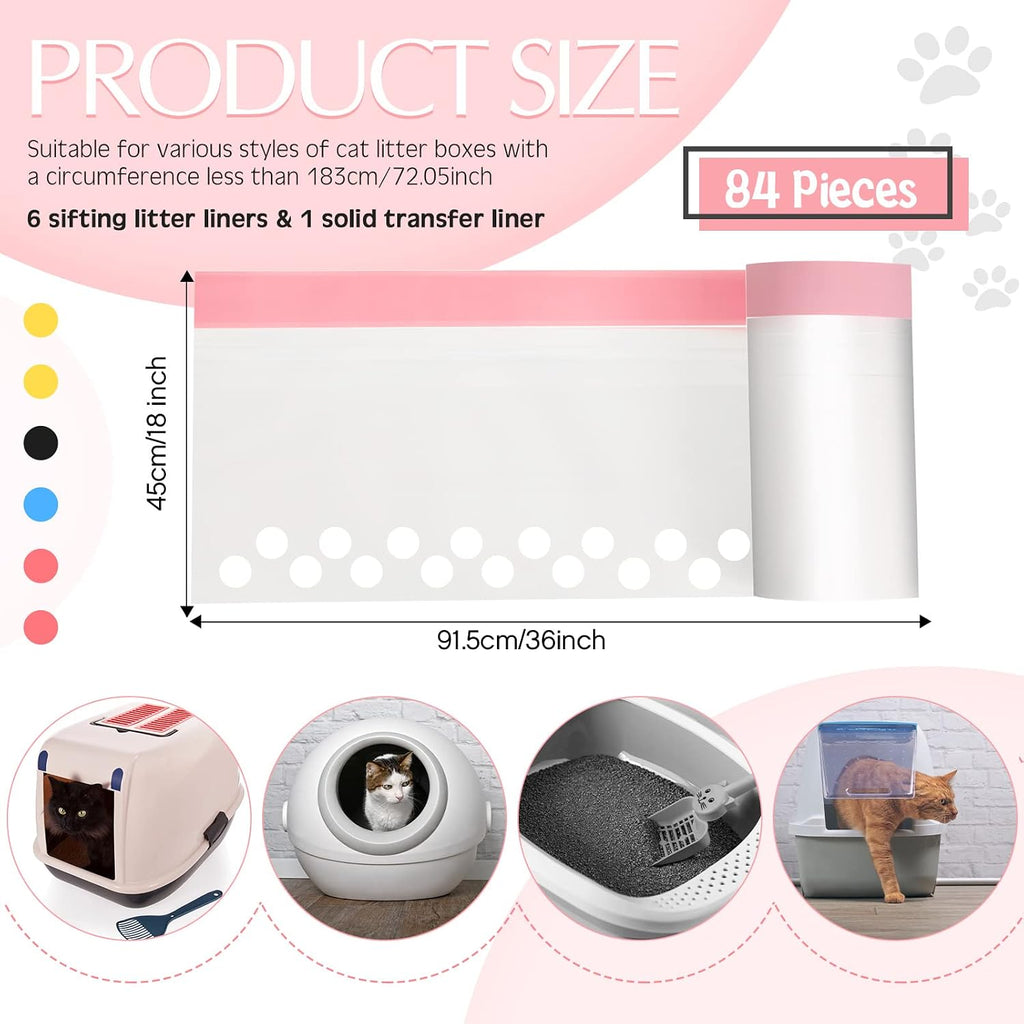 Jutom 84 Count Jumbo Sifting Cat Litter Box Liners with Holes 36''x18''