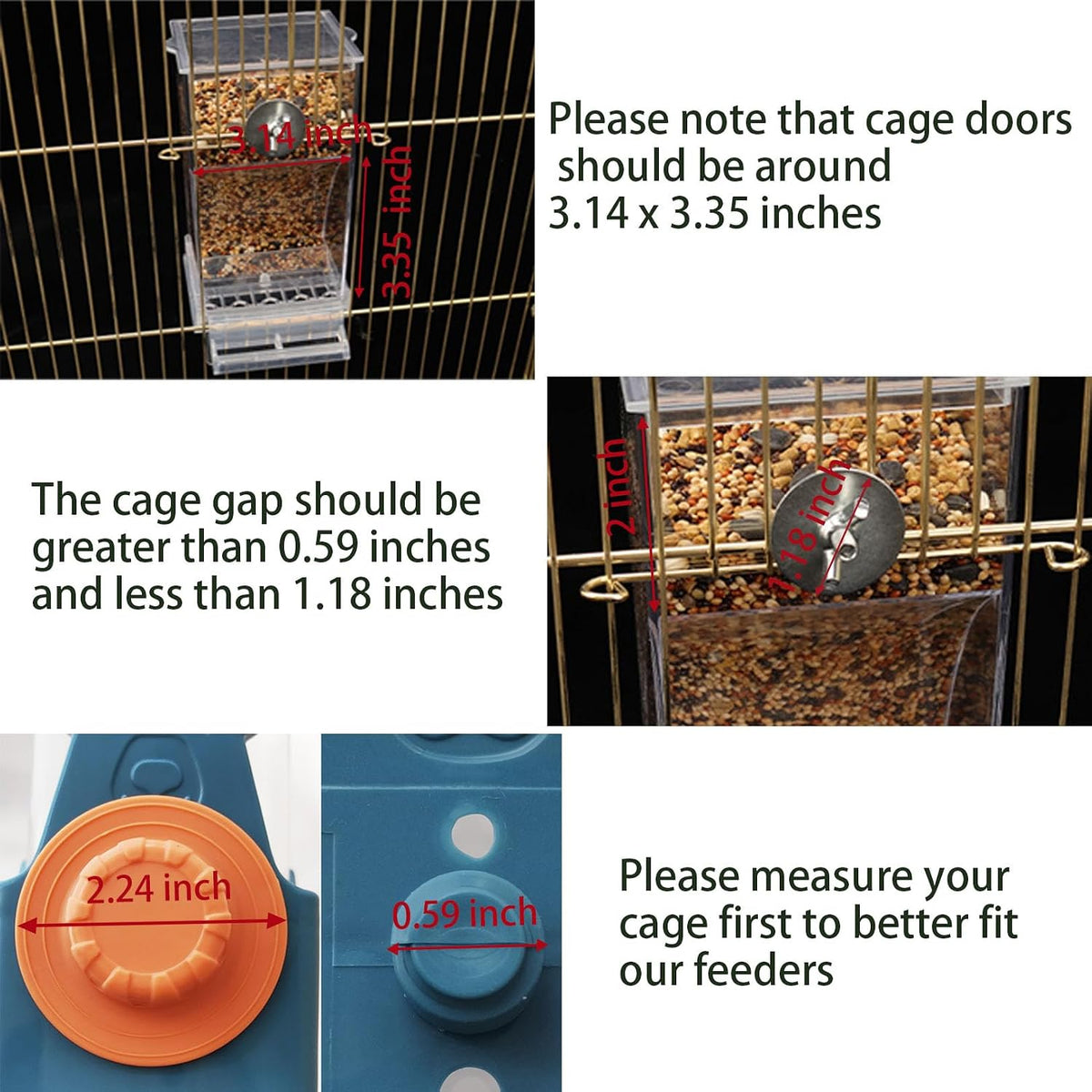 Automatic No Mess Bird Cage Feeder Acrylic Transparent Parrot Feeders
