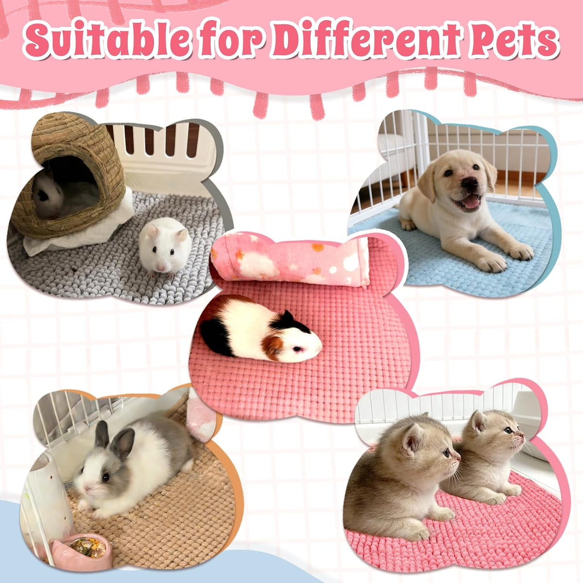 Guinea Pig Cage Liner, 4 PCS Washable Guinea Pig Bedding Fleece Mat
