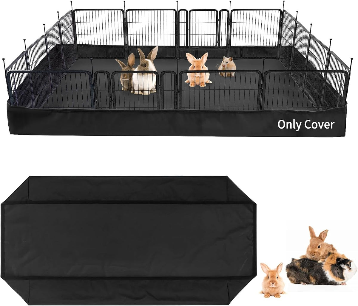 AKEfit Guinea Pig Cage Liner Tarp Bottom Waterproof and Washable for Rabbits, Bunny, Chinchesillas, Hedgehog, Ferrets and Hamsters, 48 "L x 24 "W x 4 "H-Black