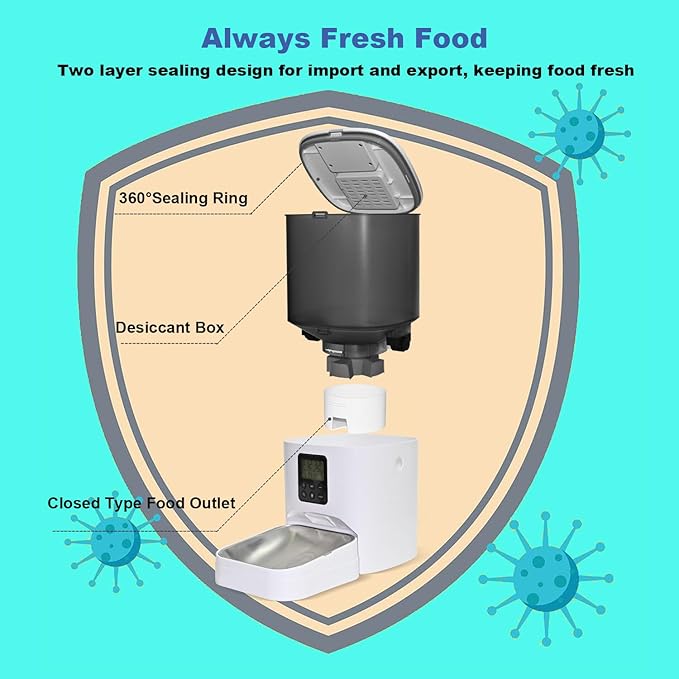 Automatic Cat Feeder, 6L Cat Food Dispenser - Image 4