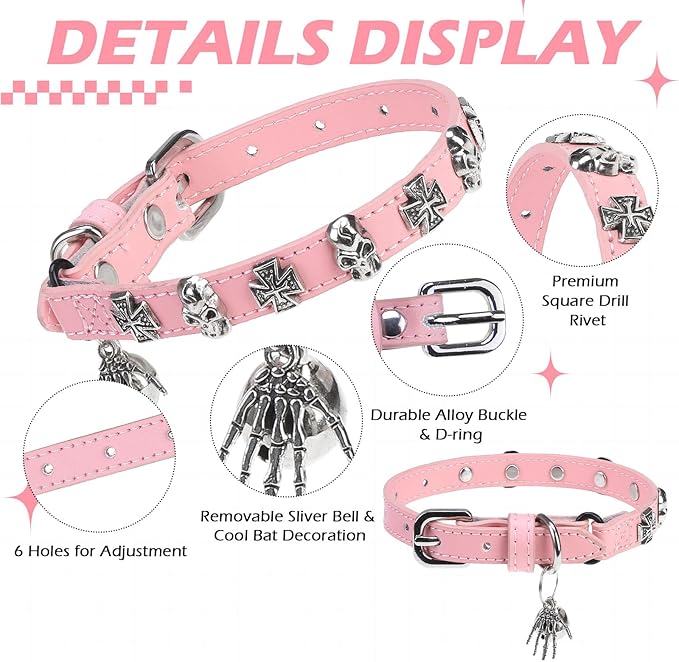 EXPAWLORER Cat Collar for Girl Boy Cats- Adjustable Leather Pet Collar - Image 3