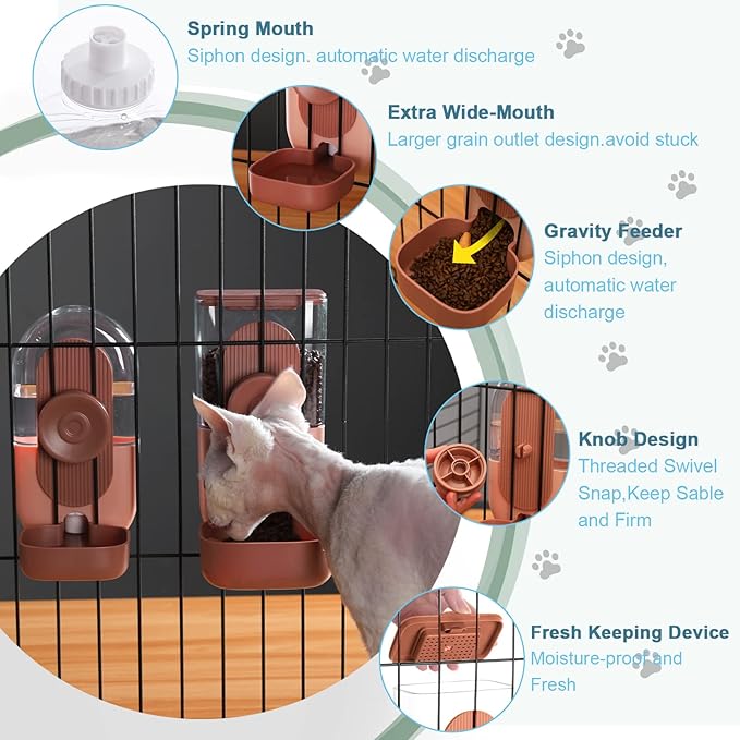 Hanging Automatic Food Water Dispenser, Gravity Rabbit Feeder and Water - Image 3