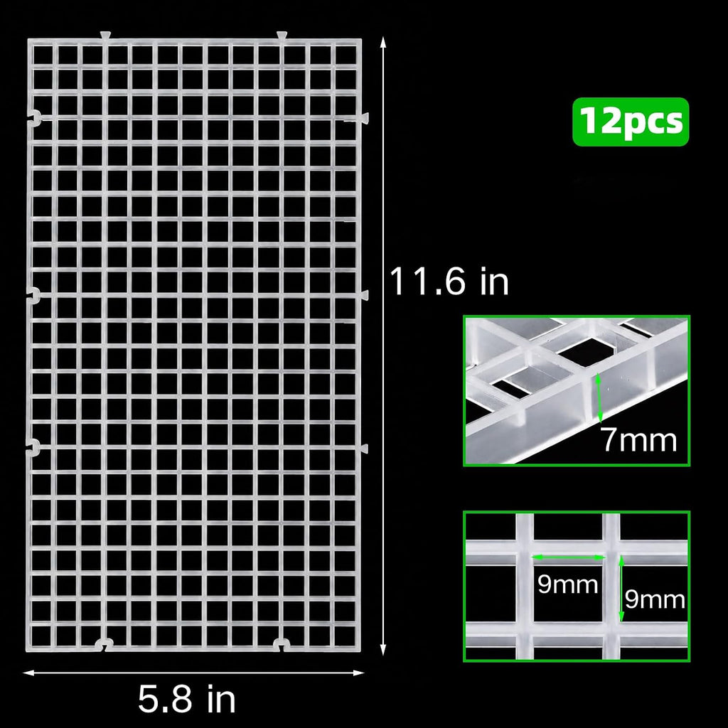 Okllen Set of 12 Plastic Egg Crate Aquarium Divider with 12 Clips
