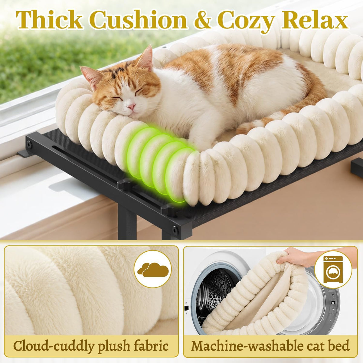 Cat Window Perch Hammock Seat Bed for Cats Inside, Metal