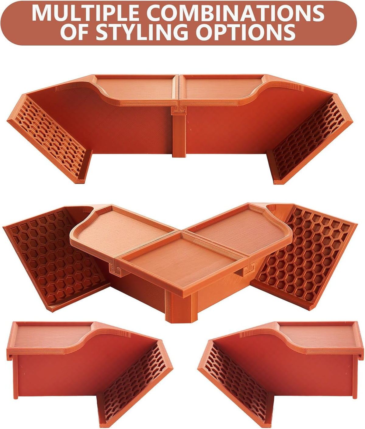Hermit Crab Underground Hideout Cave Corner, 3 in 1 Habitat Shelter with Food Bowls, DIY Hermit Crab Climbing Toy Accessories (Brown)