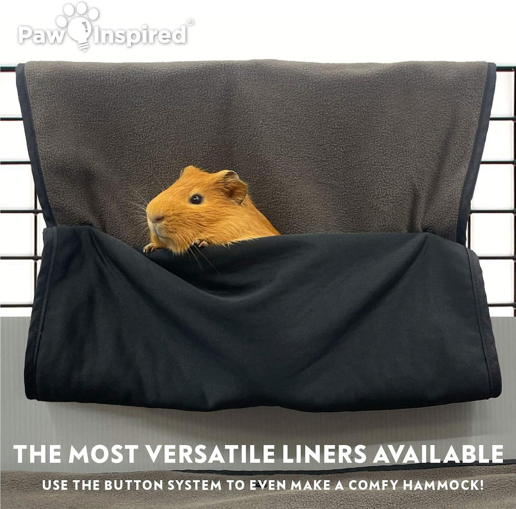 Paw Inspired Washable Guinea Pig Cage Liners, Fleece Bedding for Guinea Pigs Ferrets, Rabbits, Hamsters, Small Animals, Bamboo Charcoal Odor Controlling Absorbent Pee Pads (1 ct., C&C 2x1)