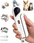 2-in-1 Dog Nail Clippers & Cat Grinder with Dual LED Lights (White)