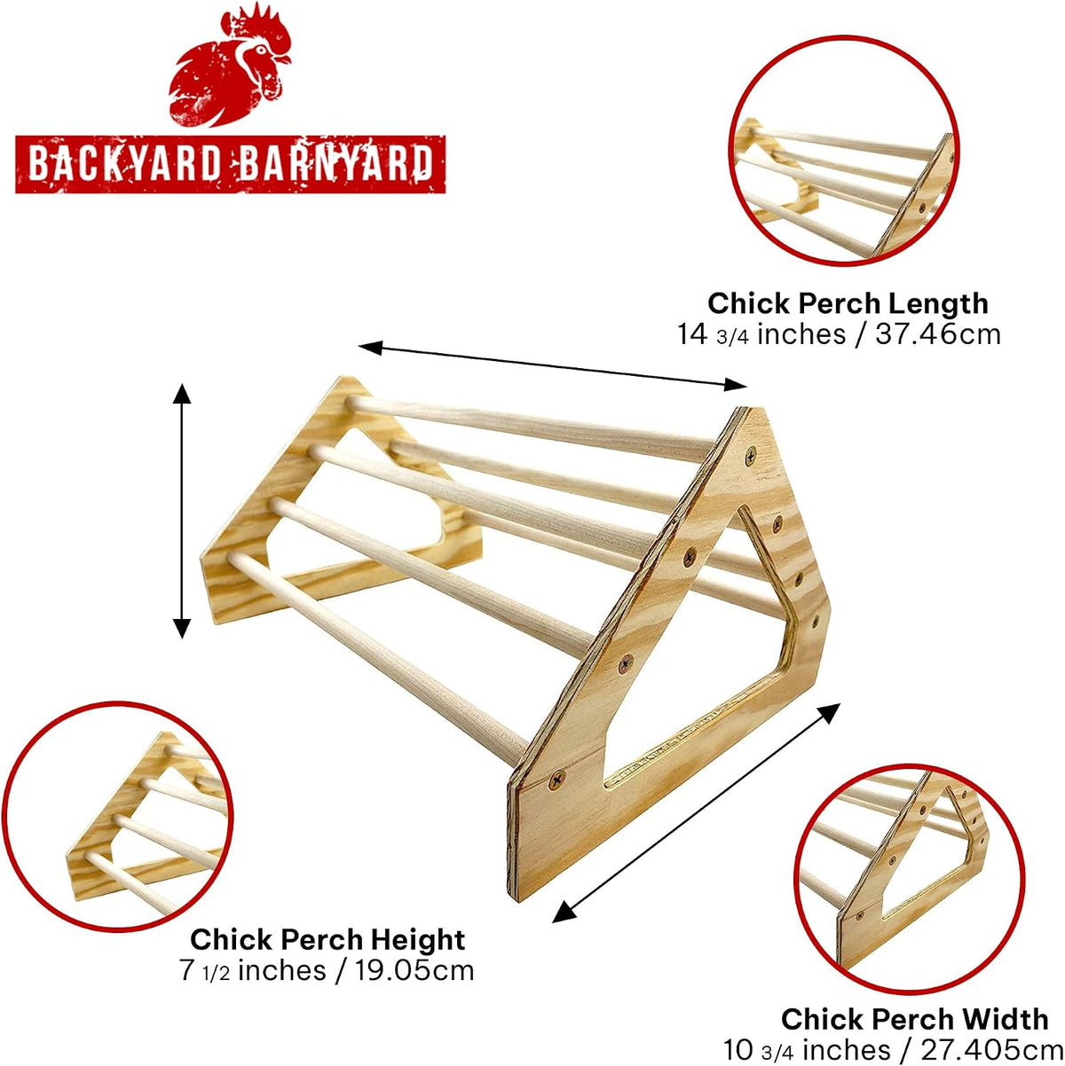 Backyard Barnyard Chick Perch Strong Wooden Jungle Gym Roosting Bar Made in USA!!! Chicken Toys for Coop and Brooder for Baby Chicks El Pollitos La Pollita Pollos Gallinas Polluelos