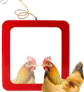 FlidRunest Extra-Large Size Chicken Mirror Toys for Coop, 11.8'' x 9.8'' Hanging Chicken Enrichment Swing Mirror Acrylic, Double-Sided Coop Accessories for Hens Birds Parrots Roosters Red