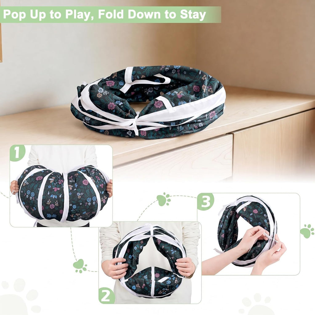 Glittme S-Shape Cat Tunnel, Foldable Cat Tunnels for Indoor Cats