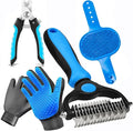 5-in-1 Pet Grooming Kit: Deshedding Rake, Nail Clipper, Grooming Gloves & by NVNAN